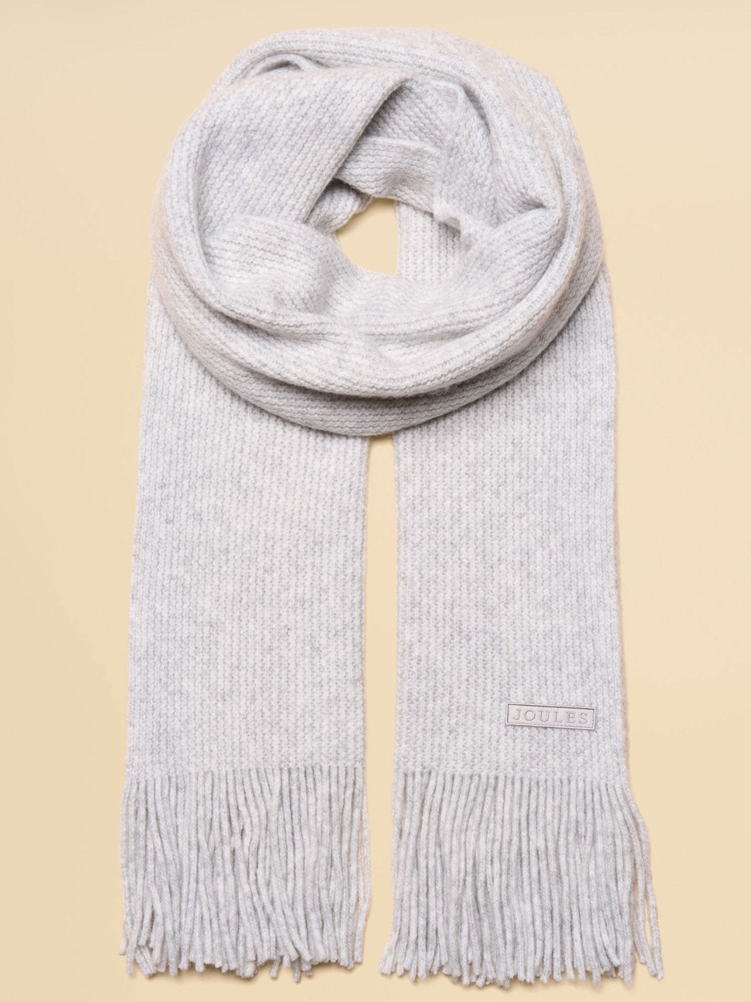 Joules Rosa Oatmeal Knitted Scarf – Soft Fringed Winter Wrap Joules Ladies Headwear