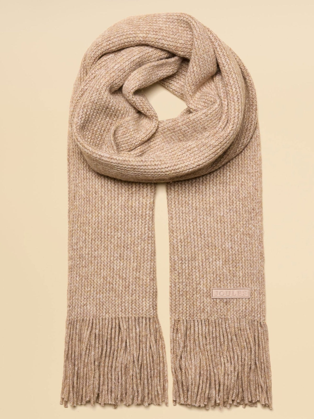 Joules Rosa Oatmeal Knitted Scarf – Soft Fringed Winter Wrap Joules Ladies Headwear
