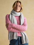 Joules Rosa Oatmeal Knitted Scarf – Soft Fringed Winter Wrap Joules Ladies Headwear