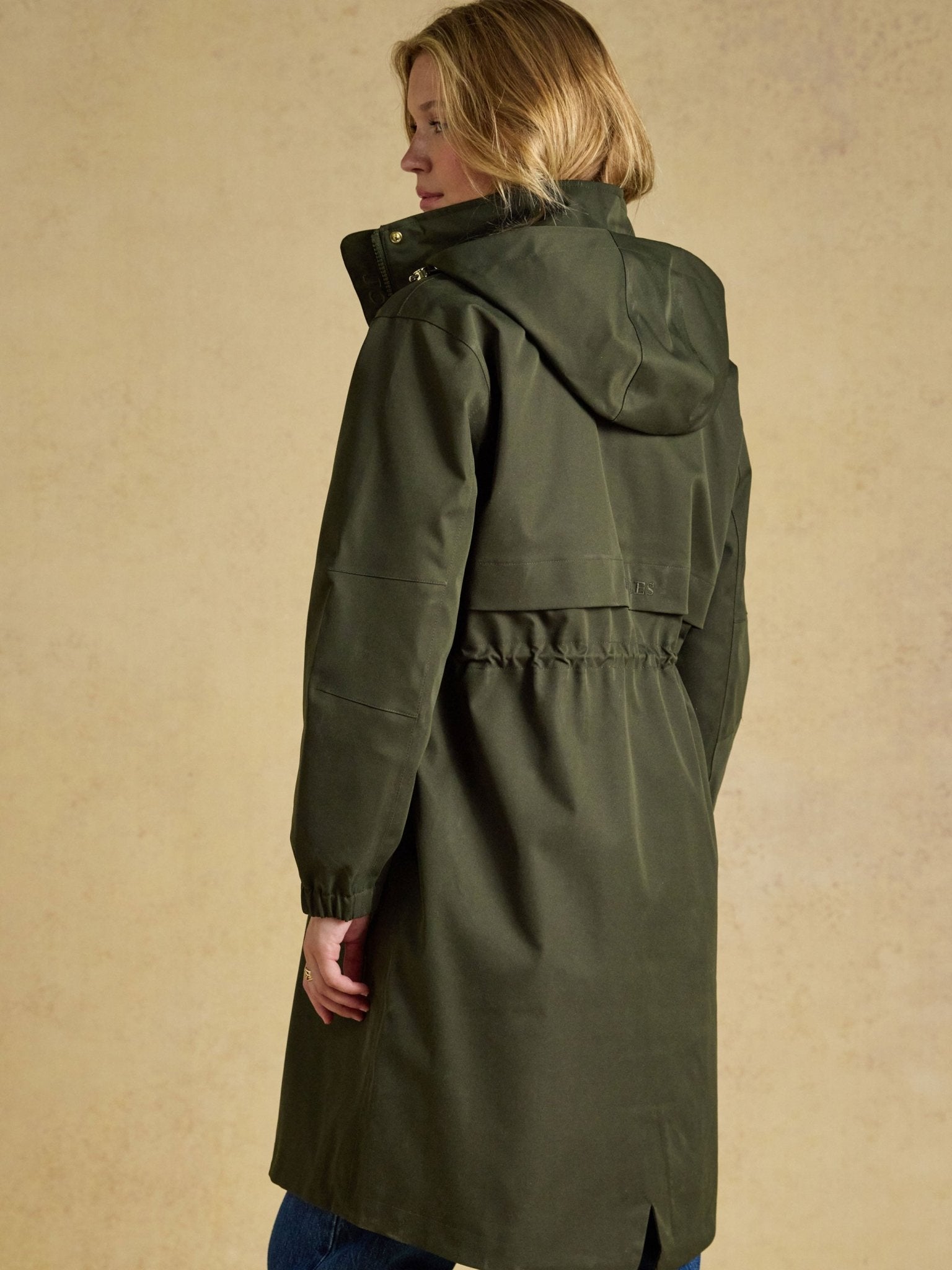 Joules Stormwell Ladies Waterproof Longline Raincoat with Hood Joules Outerwear