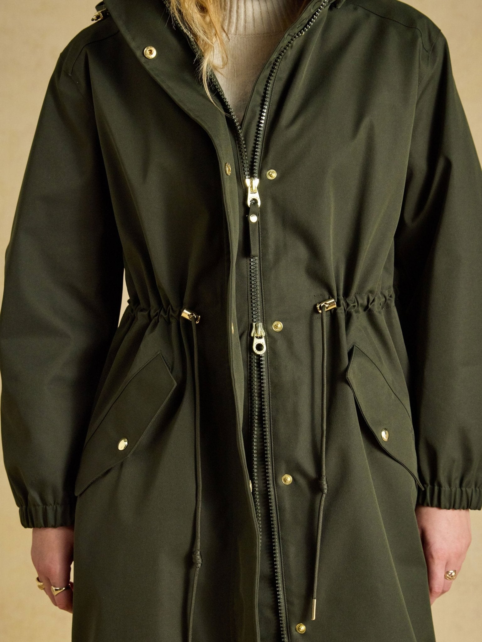 Joules Stormwell Ladies Waterproof Longline Raincoat with Hood Joules Outerwear
