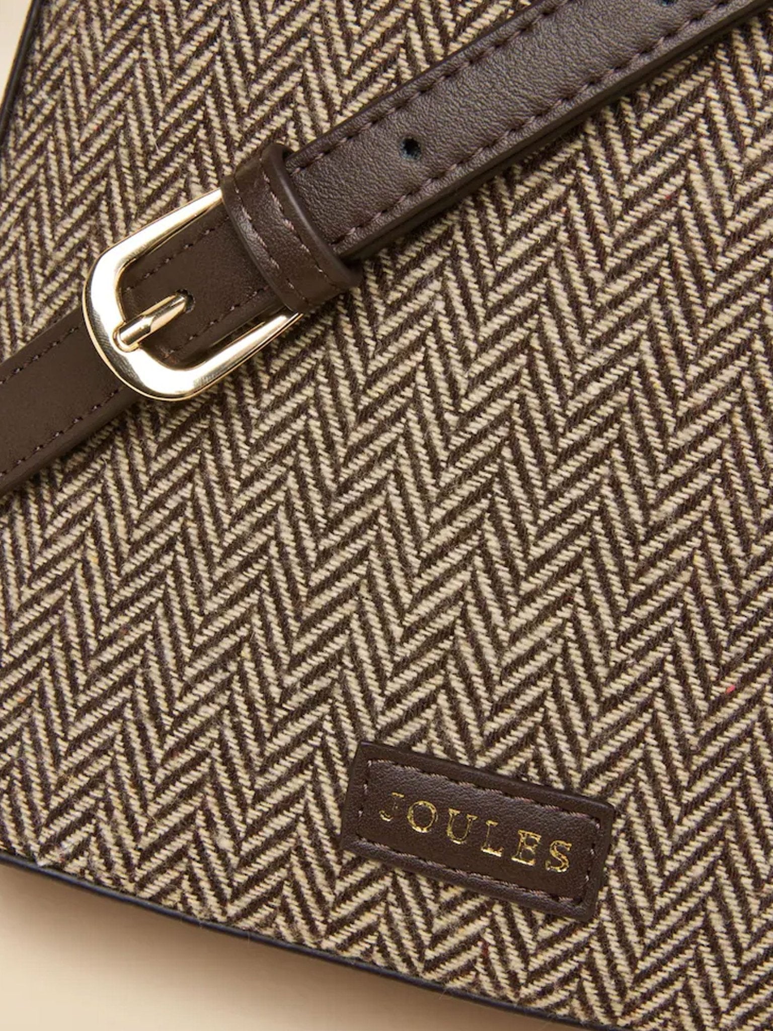 Joules Women’s Bucket Bag – Neutral Herringbone Crossbody & Shoulder Bag Joules Bag