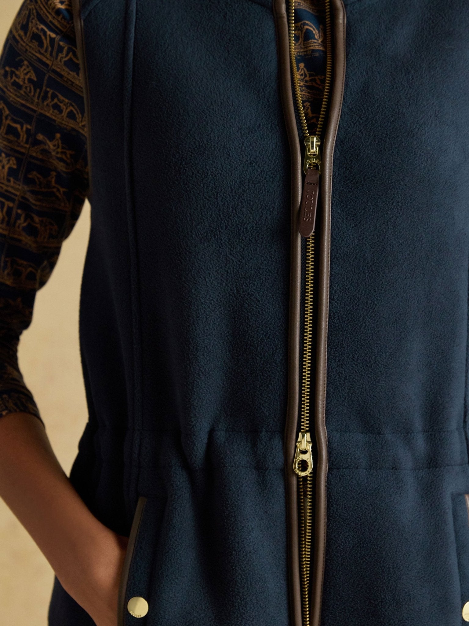 Joules Womens Heritage Longline Fleece Gilet / Ladies Full zip fleece waistcoat Vest Joules