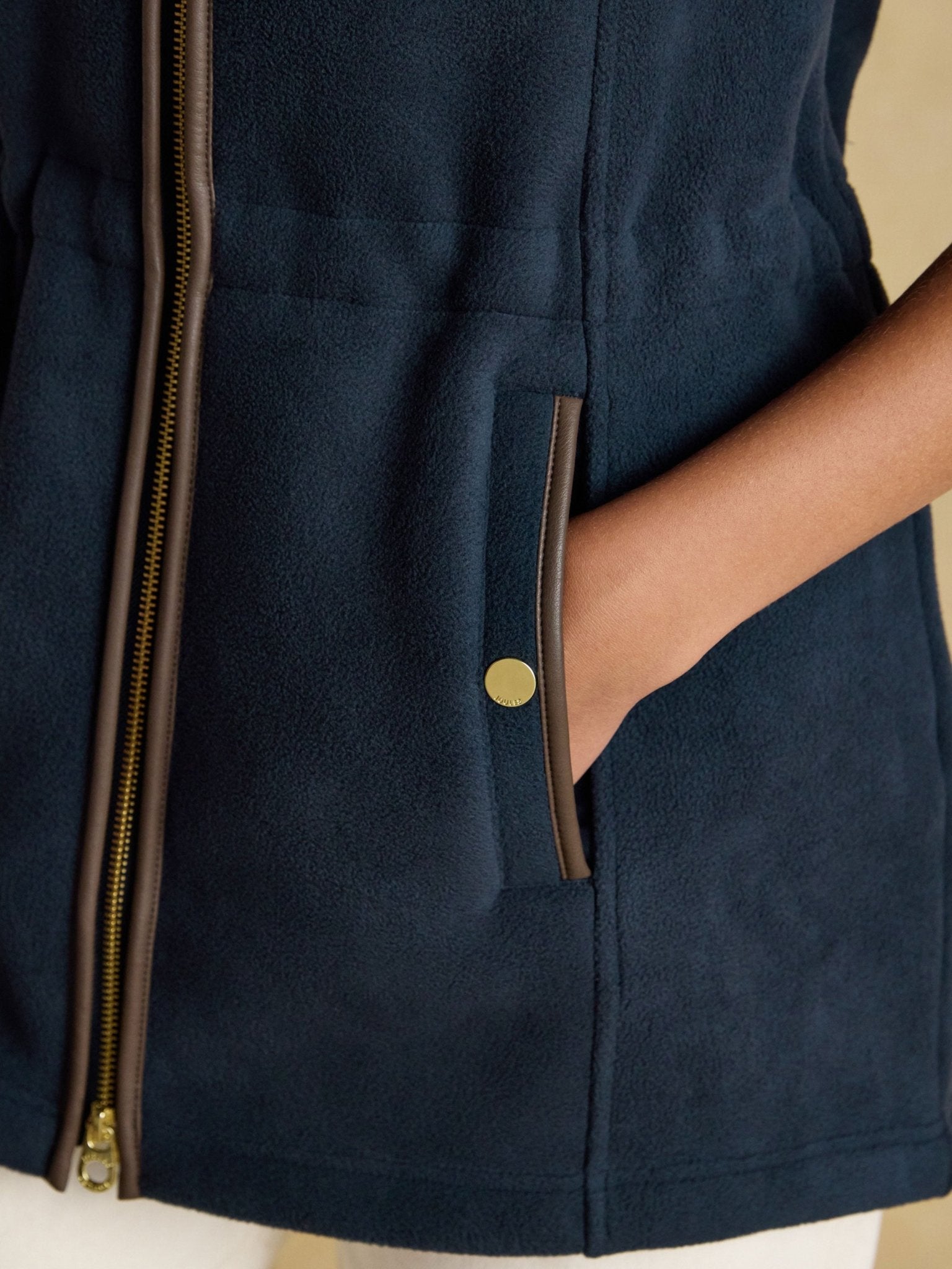 Joules Womens Heritage Longline Fleece Gilet / Ladies Full zip fleece waistcoat Vest Joules