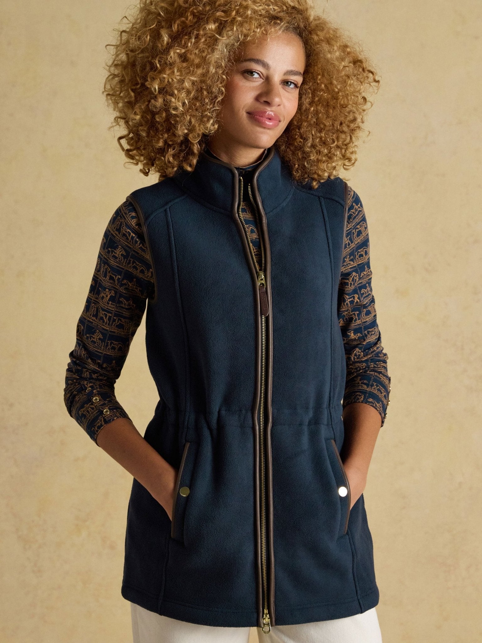 Joules Womens Heritage Longline Fleece Gilet / Ladies Full zip fleece waistcoat Vest Joules