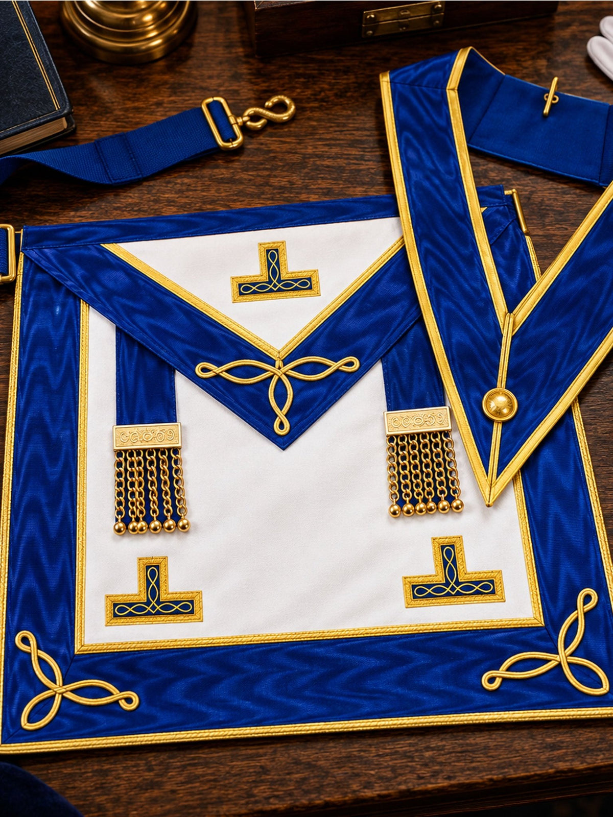 Masonic Regalia UK Freemason Provincial Undress Collar and Apron Set - Masonic Men Masonic Regalia Apron