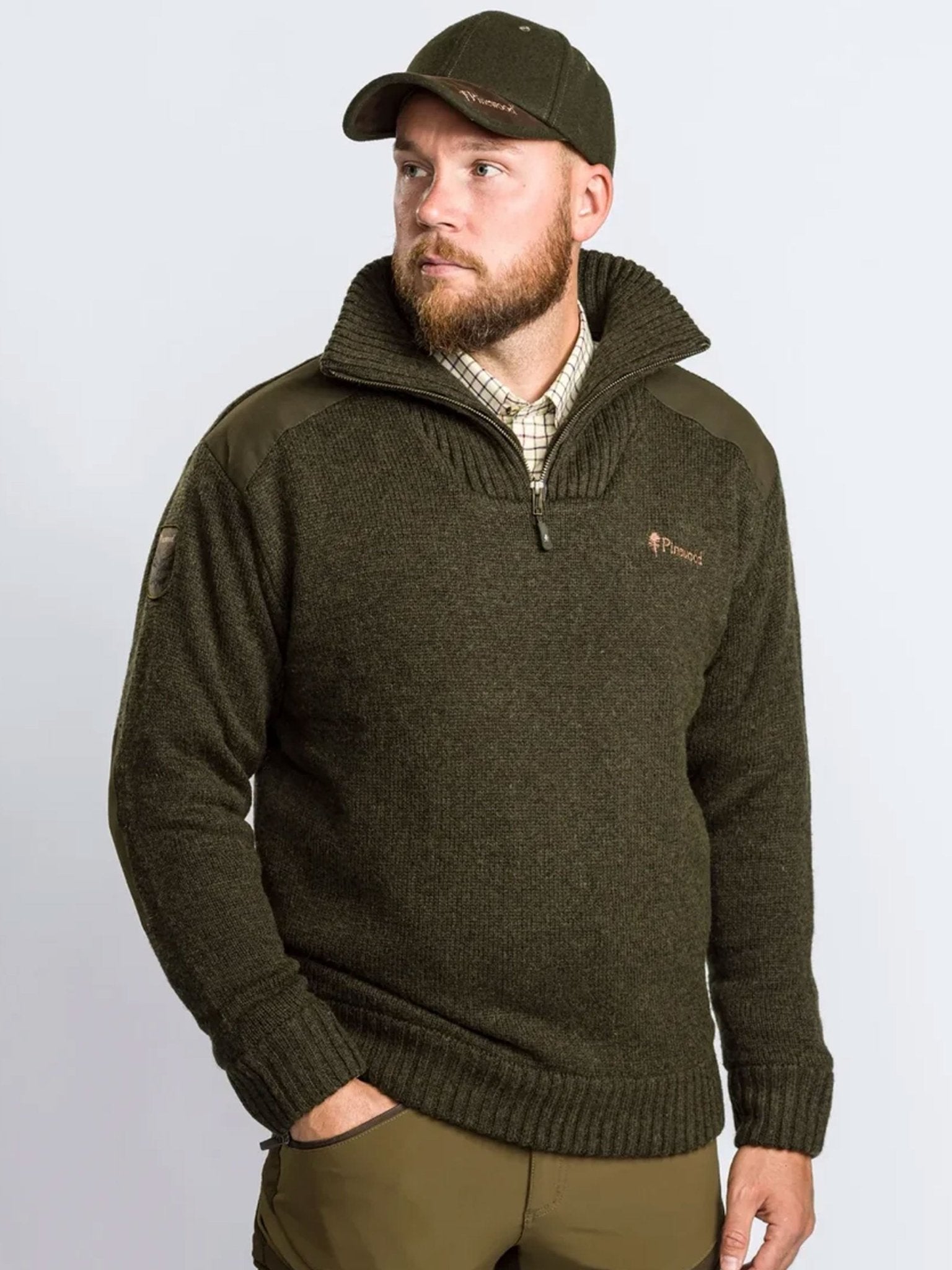 Pinewood Hurricane Men’s Jumper - Windproof Half Zip Sweater Knitted Wool Blend Pinewood Knitwear