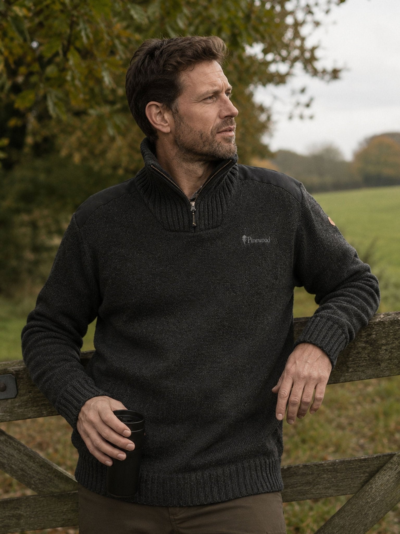 Pinewood Hurricane Men’s Jumper - Windproof Half Zip Sweater Knitted Wool Blend Pinewood Knitwear