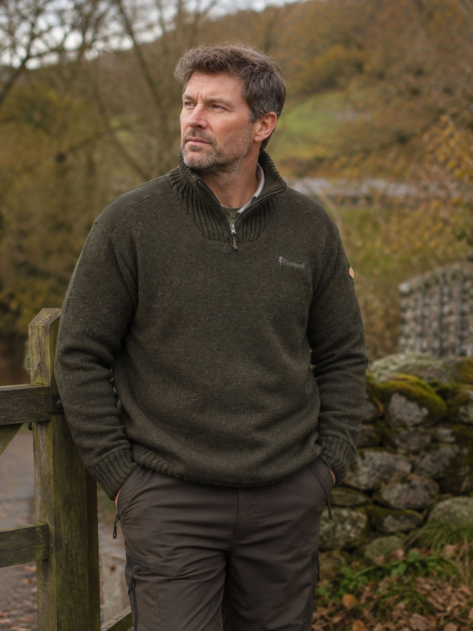 Pinewood Hurricane Men’s Jumper - Windproof Half Zip Sweater Knitted Wool Blend Pinewood Knitwear