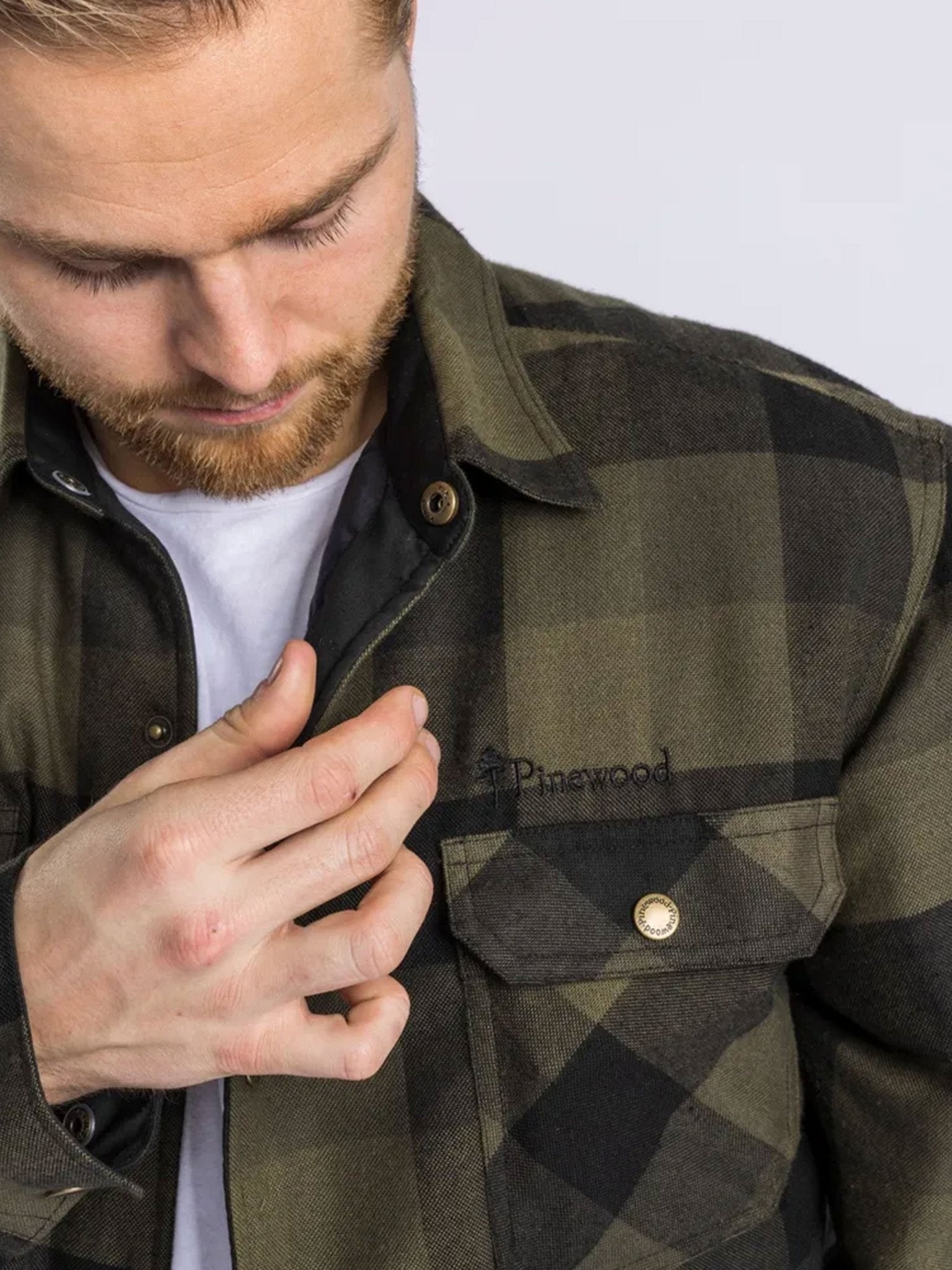 Pinewood Mens Canada Classic check shirt / flannel wool mix mans check Pinewood Shirt