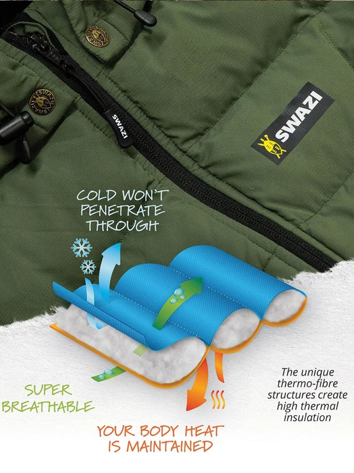 Swazi Puffadder Men's Puffer Jacket | Showerproof & Packable Swazi Clothing Outerwear