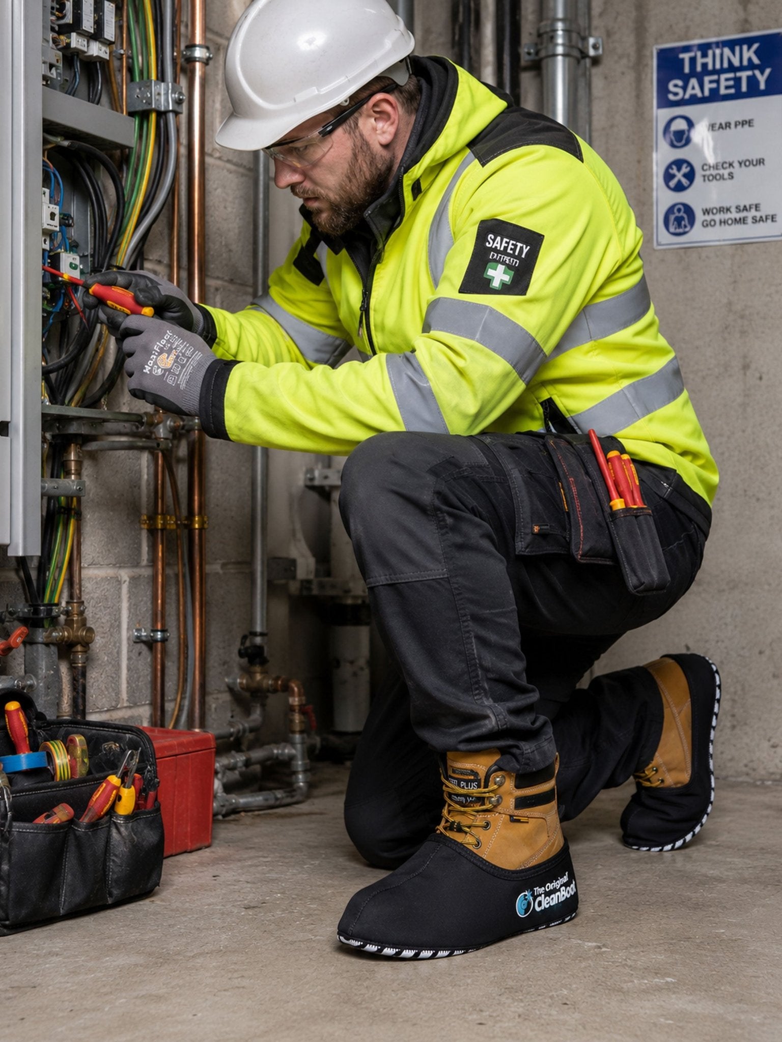 The Original CleanBoot ™ Professional, Stretchable design with a grippy sole, Protect your floor. The Original CleanBoot Safety Footwear