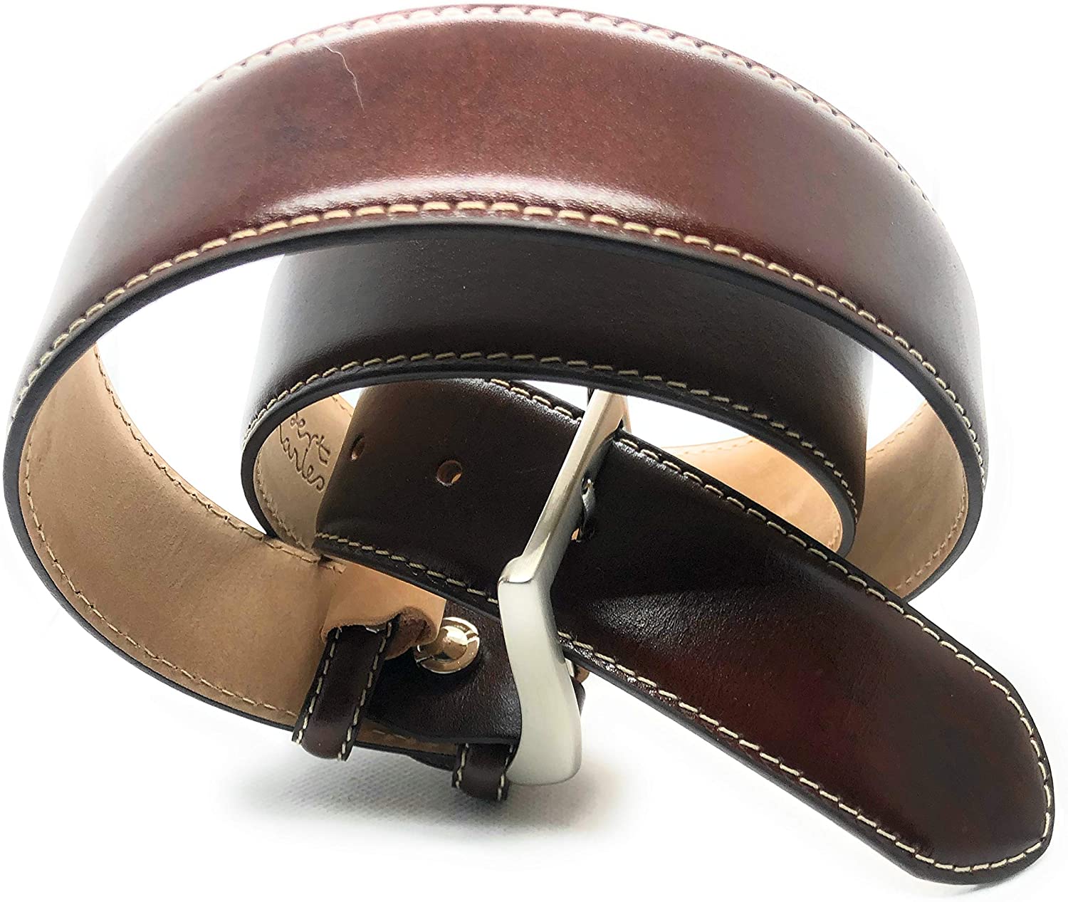Robert Charles Belts - 1140 Mens Leather Belt Hand brushed 40mm width - Made in Italy