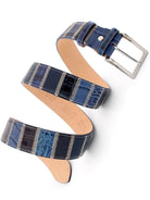 Robert Charles Robert Charles Belts - 1609 Patchwork Blue Mens Leather Belt 40mm - Made in Italy - 100% Leather Belts